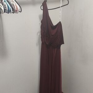Chic One-Shoulder Burgundy Dress